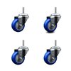 Service Caster 3 Inch Blue Polyurethane Wheel Swivel 58 Inch Threaded Stem Caster Set Service Caster SCC-TS20S314-PPUB-BLUE-58212-4